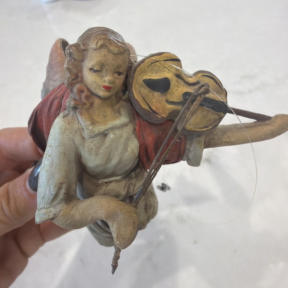 Vintage Italy Papier Mache Angel Orchestra 8 Musical Angels Christmas MCM - Picture 2 of 16